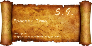 Spacsek Irma névjegykártya